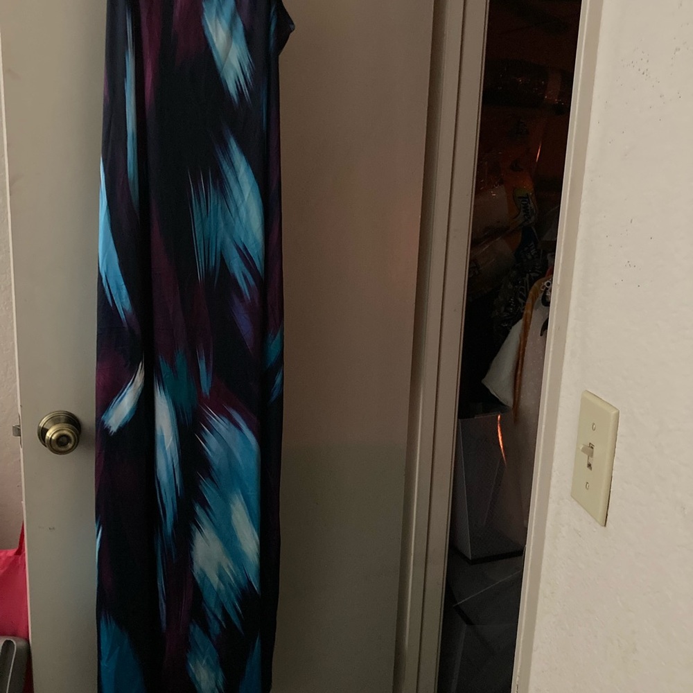 Blue & Purple Abstract Maxi Dress